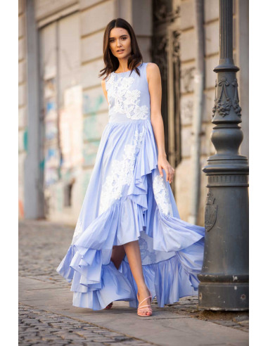 LONG ASYMMETRIC DRESS - WITH RUFFLE SKIRT