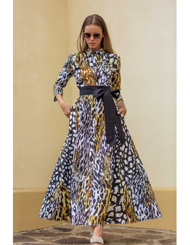 LONG ANIMAL PRINT SHIRT DRESS